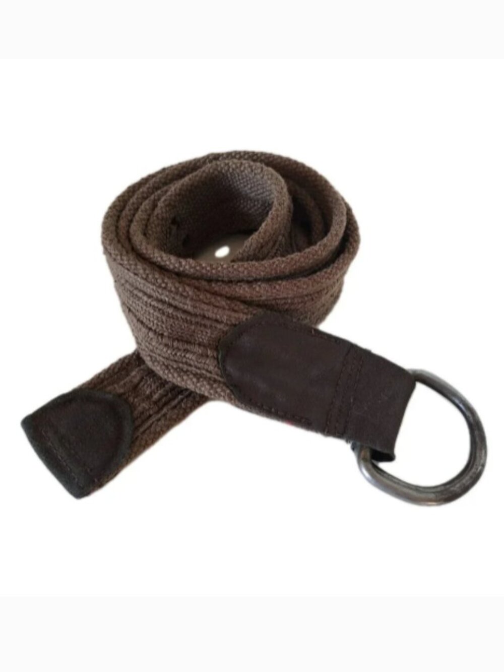 GREEN WOVEN BELT WITH LEATHER